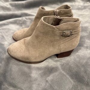 Old Navy Taupe Suede Ankle Booties with Buckle